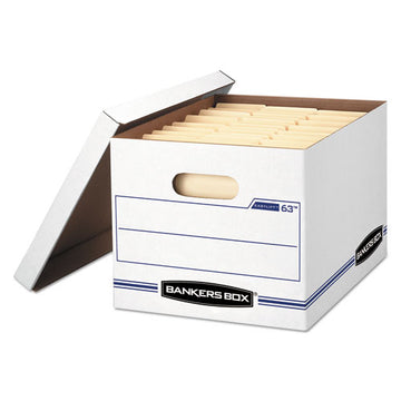 Bankers Box® Easylift Basic-duty Strength Storage Boxes, Letter Files, 12.75" X 13.25" X 10.5", White-blue, 12-carton freeshipping - TVN Wholesale